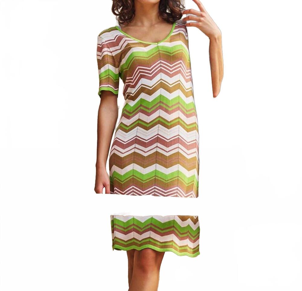 NEW ESQUALO zig zag knit dress in green